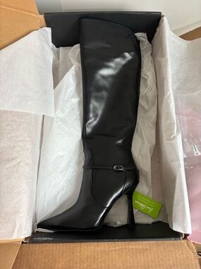 Sam Edelman Elia Knee High Boots Black Leather Pointed Toe Heel 7.5NWT